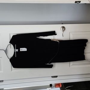 XL Black Dress with black and gold belt